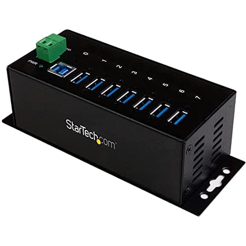 Image of StarTech.com 7-Port Industrial Grade USB 3.0 Hub with ESD & 350W Surge Protection - Rack mountable metal USB port expander splitter hub (ST7300USBME)