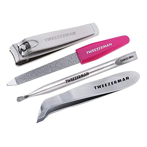 Image of Tweezerman Mini Nail Rescue Kit, Manicure Set Includes Mini Fingernail Clipper, Pushy & Nail Cleaner, Cuticle Nipper, and Nail File, Travel Size Kit, (Set of 4)