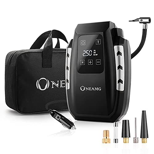 Image of OneAmg Digital Tyre Inflator Air Compressor Updated Touch Screen Car Pump 12V 150PSI Auto Shut Off with 35L/Min Larger Air Flow,3 Nozzle Adaptors,Bright Light & Large HD LED Display[Energy Class A+++]