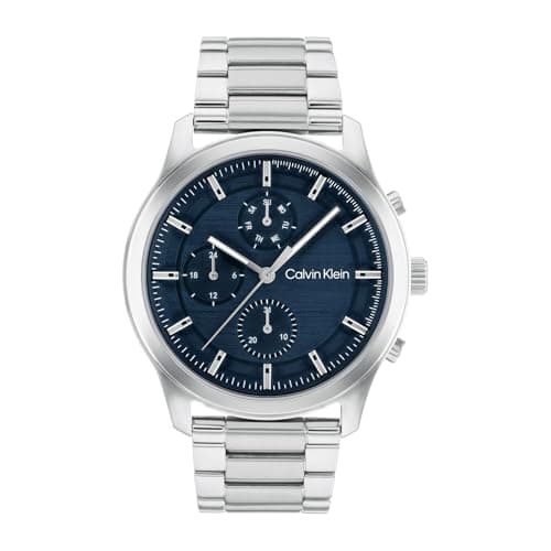 Image of Calvin Klein Analogue Multifunction Quartz Watch for Men Ambition Collection with Silver Stainless Steel Bracelet - 25200208