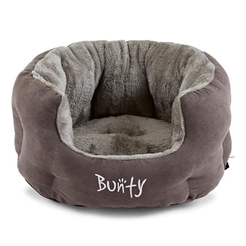 Image of Bunty Polar Dog Bed & Cat Bed, Small | Cosy Fluffy Fleece Calming Dog Bed | High Wall Snuggle Anti Anxiety | Washable Bed & Cushion for Puppy, Small to Large Pets - Grey