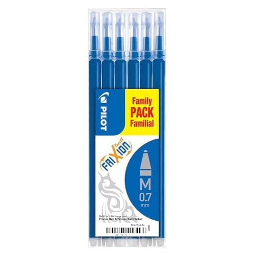Image of Pilot Frixion 0.7 mm Tip Pilot Refill for Rollerball Pen - Blue, 6 Count (Pack of 1)