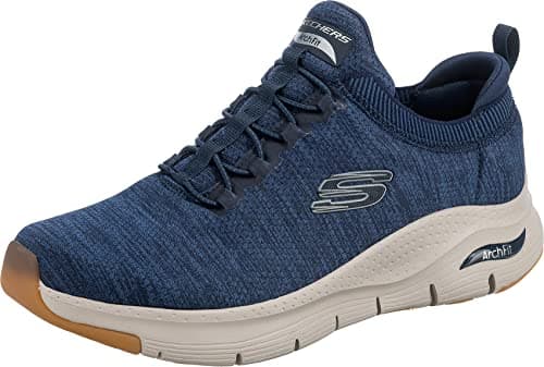 Image of Skechers Men's Arch Fit Waveport Sneaker, Navy Mesh/Trim, 9 UK