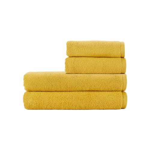 Image of Christy Cirrus Bath Sheets Set | 4 Pieces | 2 Hand 2 Bath Sheets | Super Soft and Fluffy | Quick Dry | Lightweight Bathroom Shower Towels | 100% Cotton | Sunflower Yellow