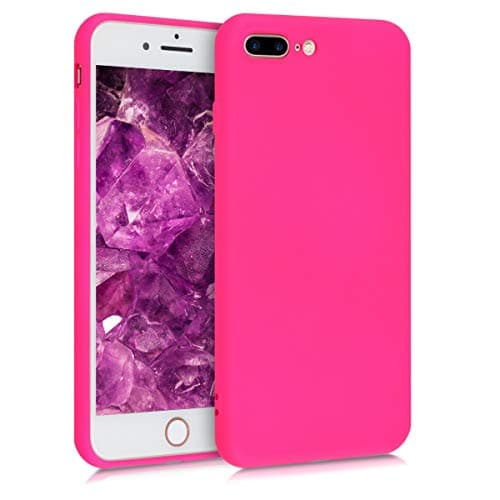 Image of kwmobile Case Compatible with Apple iPhone 7 Plus/iPhone 8 Plus Case - Slim Protective TPU Silicone Phone Cover - Neon Pink