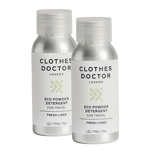 Image of Clothes Doctor - Travel Wash, Powder Laundry Detergent, 50g x 2 Bottles, Hand Luggage Friendly, Hand or Machine Washing for Holidays
