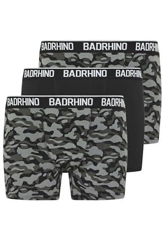 Image of BadRhino Big & Tall 3 Pack Black/Grey/Green Camo Boxers - Men's - Plus Size Curve