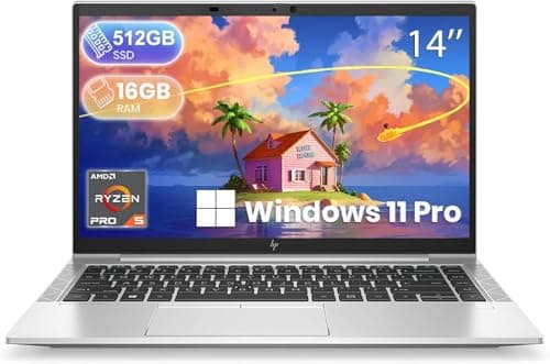 Image of HP EliteBook 845 G7 Business Laptop Computer, 14" FHD(1920x1080) PC, AMD Ryzen 5 Pro 4650U 2.1GHz, 16GB RAM, 512GB SSD, US QWERTY Keyboard, Windows 11 Pro (Renewed)