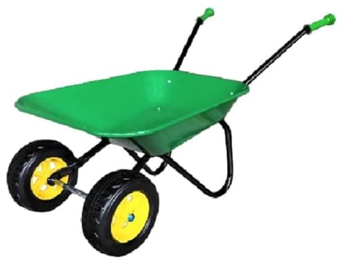 Image of ASC New Child Kids Twin Wheel Wheelbarrow - Green/Black - Toy, Play, Farm, Garden