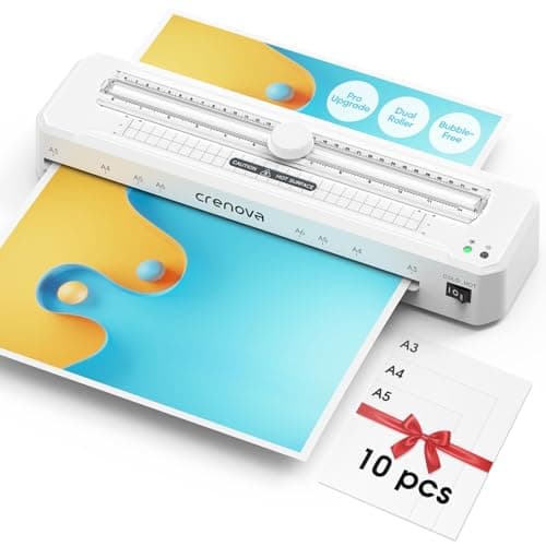 Image of Crenova A3 Laminator Machine, Dual Roller Heating, Built-in Cutter,Smart Auto Temperature, Hot & Cold Laminating, 90s Warm-Up, Anti-Jam ABS, for Home Office School
