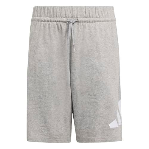 Image of adidas Unisex Kids Essentials Big Logo Shorts, Medium Grey Heather/White, 9-10 Years