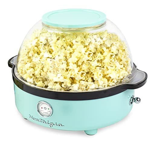 Image of Nostalgia Classic Retro Electric Stirring Popcorn MakerMakes 24 CupsLarge Lid Doubles as Serving