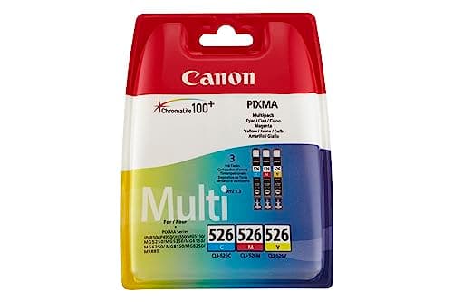 Image of Canon CLI-526 C M Y Pack of 3 cartridges (Cyan Magenta Yellow) Genuine Canon (Plastic Pack)