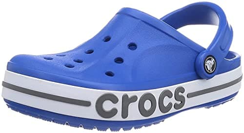 Image of Crocs Bayaband Clogs, Unisex Clogs, Lightweight and Secure Fit Bright Cobalt/Slate Grey Size 11 UK Men