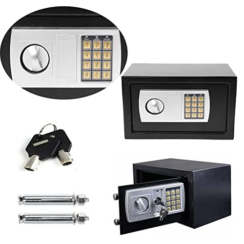 Image of Safes for Home Fireproof Waterproof with 2 Manual Override Keys, 8.5L Security Safe Cash Box with Double Digital Keypad and Safety Key Lock Cabinet Safes, Black