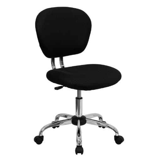 Image of Flash Furniture Mid-Back Mesh Swivel Task Chair with Chrome Base, Metal, Black, 58.42 x 55.88 x 25.4 cm