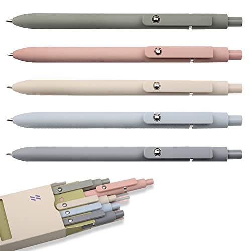 Image of 5 PCS Coloured Gel Pens, 0.5mm Black Ink Pens, Retractable Quick Dry Ballpoint Pens, Fine Point Rollerball Pens for Writing Drawing Journaling Notes-Taking (5 Pcs Morandi)