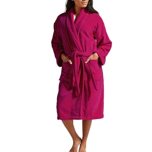 Image of Christy Supreme Velour Bath Robe | Luxuriously Soft Dressing Gown | 400GSM Heavyweight Womens Bathrobe | Sustainably Manufactured 100% Cotton | Size X-Large | Raspberry Colour