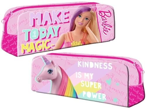Image of TDL Barbie Pencil Case Pink Girls Rectangular Zipped Back to School Pen Case Kids Carrier Barbie Movie One Zip Case