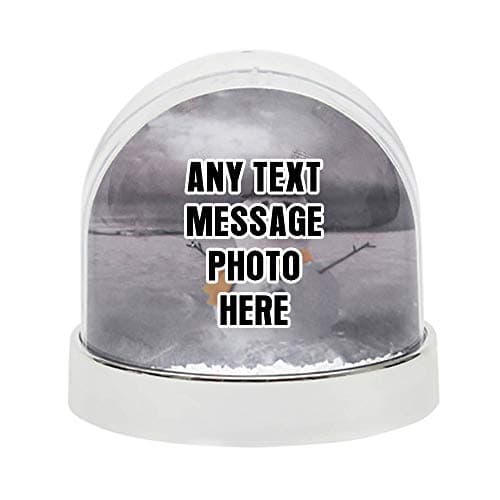 Image of Personalised with Your own Text,Name,Image themed Photo Snow Globe Dome Glitter Shaker. (Silver)
