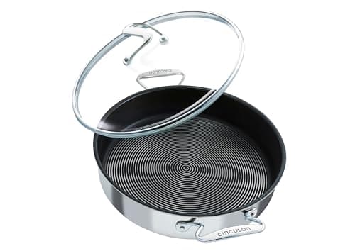Image of Circulon SteelShield C Series Stainless Steel Saute Pan with Lid 30cm/4.7L - Induction Suitable Stainless Steel Saute Pan with Hybrid Non Stick, Metal Utensil Safe & Dishwasher Safe Cookware