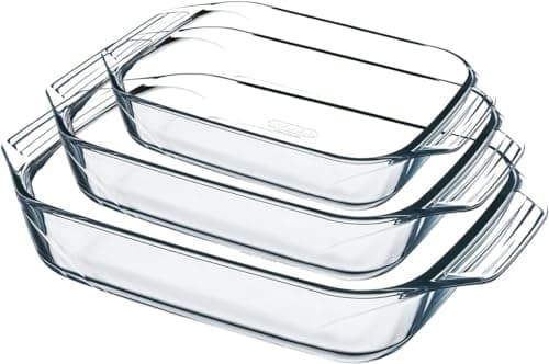 Image of Pyrex 8023510 Set of 3 Borosilicate Glass Oven Plates – Extreme Resistance – Made in France