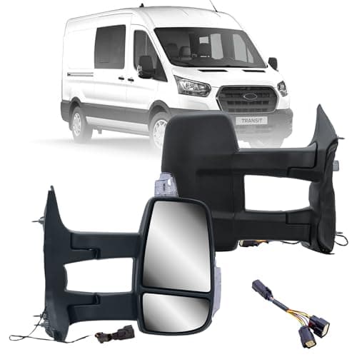 Image of Passenger Right Side Mirror Replacement Long Arm Power Mirror and Heated With Indicator Fit Ford Transit 150 250 350 from 2015-Onward