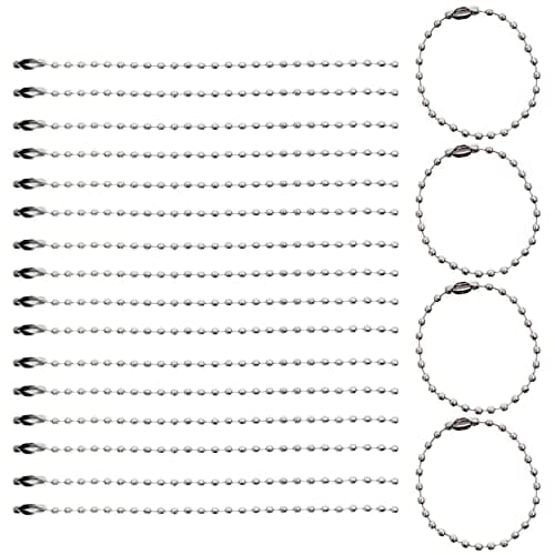 Image of Ball Bead Chain 20PCS 10cm Metal Ball Chains with Connectors for DIY Crafts, Hanging Ornaments, Tags, Keychain, Jewellery Making, 2.4mm of Beads’ Diameter, Silver