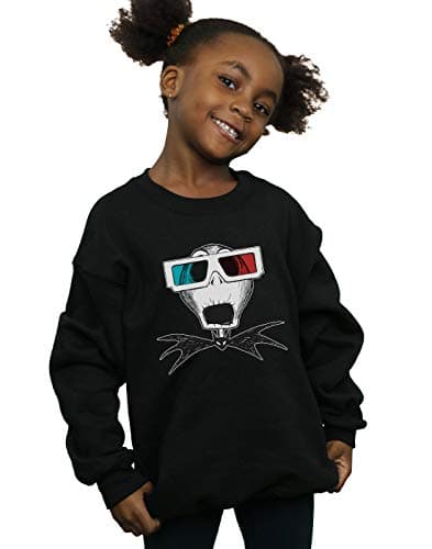 Image of Disney Girls Nightmare Before Christmas Jack Skellington 3D Glasses Sweatshirt Black 5-6 Years