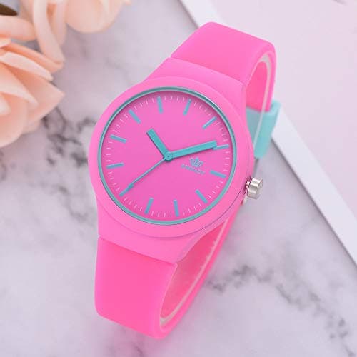 Image of Women St Patrck Day Watch Fashion Watches Strap Casual Solid Pattern Women Clock Wristwatch Ladies Silicon Women's Watch Womens Watch with Numbers (Hot Pink, One Size)