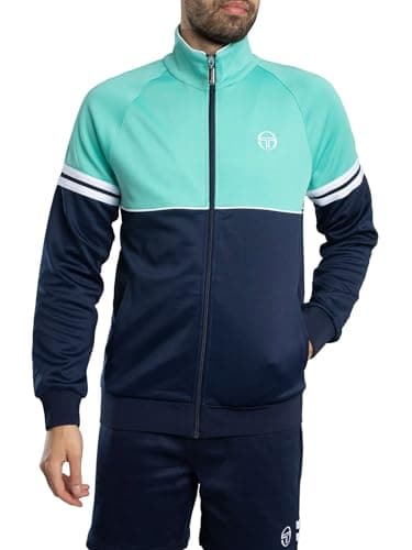 Image of Sergio Tacchini Men's Orion Track Jacket, Pool Blue/Maritime Blue/White, S