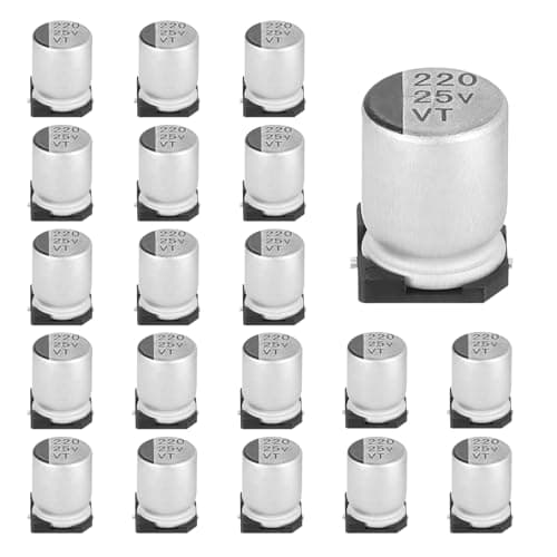 Image of sourcing map 220uF 25V Aluminum Electrolytic Capacitors, Low Impedance Surface Mount Device Electrolytic Capacitor for TV Computer Circuit Board DIY Electronic Projects, 8x10.5mm, 20pcs