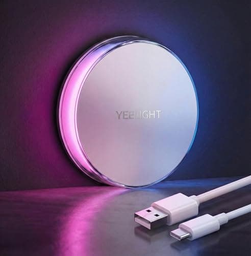 Image of Yeelight Motion Sensor Night Light Rechargeable Color Changing RGB & Warm White, 750mAh Wireless Nightlight Type-C Up to 3 Months Runtime, LED Bathroom Night Light for Hallway, Bedroom, Party, Stairs