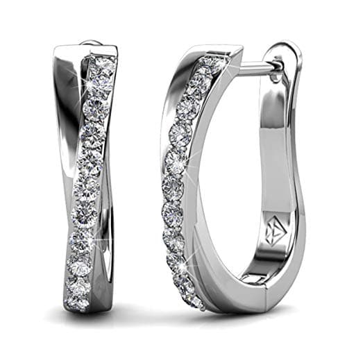 Image of Hoop Earrings for Women 18K White Gold with Sparkling Crystal with Jewellery Box for Women Wife Mother Daughter(HOOP5)