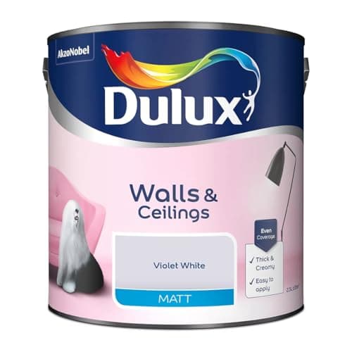Image of Violet White Walls & Ceilings Matt Emulsion Paint 2.5L – Smooth Creamy Finish, Quick Dry, Low VOC, Easy Application for Interior Walls & Ceilings