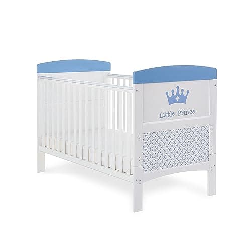 Image of Obaby Grace Inspire Cot Bed & Underdrawer – Little Prince, Convertible Cot to Toddler Bed, Adjustable Base, 140 x 70cm