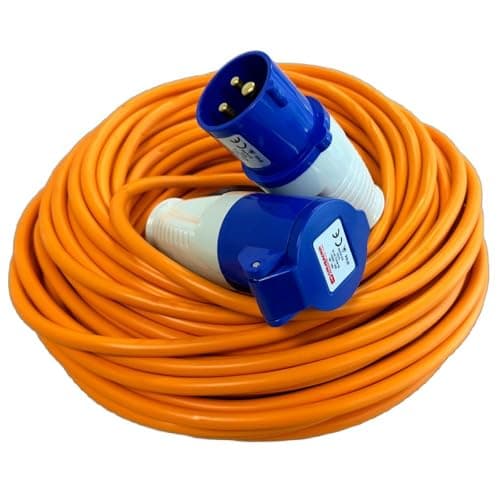 Image of Crusader Products 25M Extension Lead Cable - Heavy Duty, 240V 16amp Camping Caravan Hook Up Cable Orange High Vis Orange Mains Power - Perfect For Campervan & Motorhome (25M)