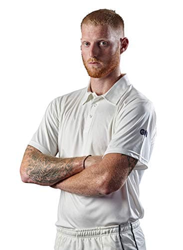 Image of Gunn & Moore GM Cricket Shirt, Maestro, 100 Percent Interlock Jersey Polyester, Short Sleeve, White, Boys Girls X Small Junior - Chest 20-22 ins