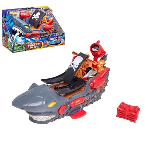 Image of Teamsterz Beast Machines Pirate Ship | Toy Racing Car Launcher And Pirate Ship | Monster Cars Playset With Die-Cast Car | Kid’s Play Figures And Vehicle Toy Transporter| Ages 3+