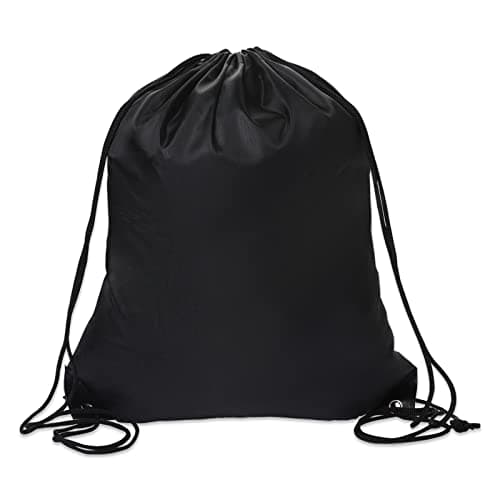 Image of Sliverdew Drawstring Bags, Black PE Bags Drawstring Gym Bag Draw String Swimming Bag Drawstring Backpack for Sports, School, Gym, Travel, Swimming, Beach