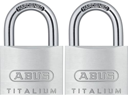 Image of ABUS Titalium 54TI/40 Padlock - Set of 2, keyed Alike - Basement Lock with Lock Body Made of Special Aluminium - Hardened Steel Shackle - ABUS Security Level 4