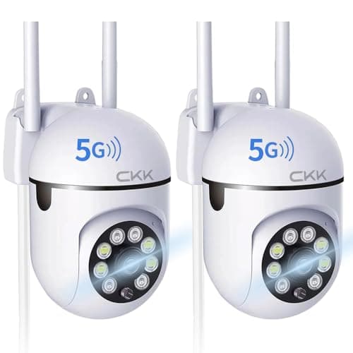 Image of CKK 1080P Security Camera Wireless, 2 Pcs 2MP PTZ WiFi Home Camera (2.4G/5G Dual-Band), 360° Pan/Tilt, Color Night Vision, Motion Alerts, 2-Way Audio, Compatible with Alexa, SD/Cloud Storage