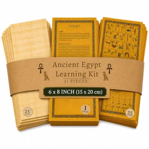 Image of Egyptian Papyrus Blank Paper Set of 25 Sheets for Art Projects Scrapbooking Album Refill Scrolls and Teaching Ancient Hieroglyphic History 6x8 Inch (15x20 cm)