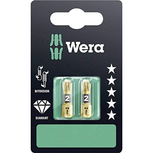 Image of Wera Insert Bit - Carded Pack of 2 Pozidriv Tip Pz 2 25mm