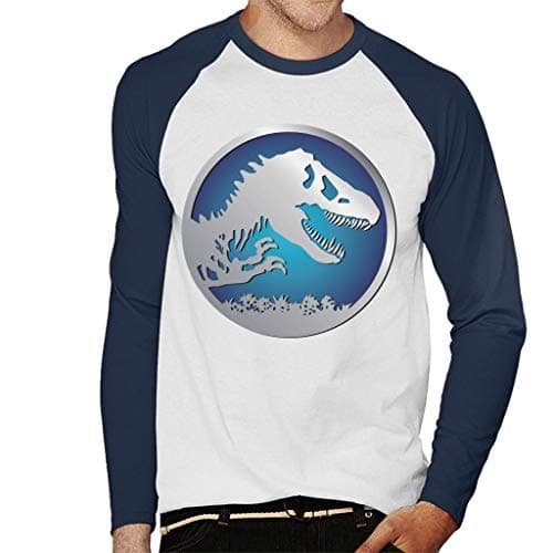 Image of All+Every Jurassic Park Blue Logo Men's Baseball Long Sleeved T-Shirt