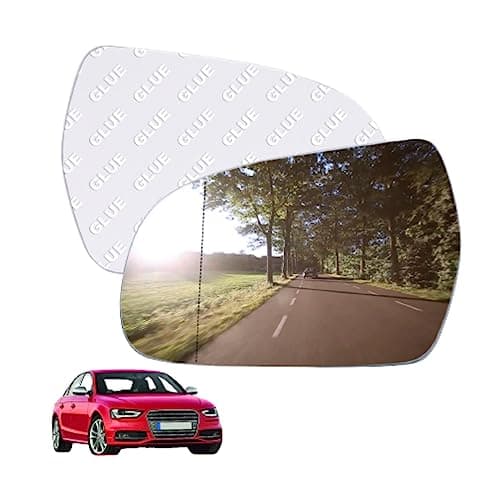 Image of AUTOXBERT Wing Mirror Glass Left Side Convex Fit For Audi A4 2010 2011 2012 2013 2014 2015 Passenger Side STICK-ON With Blind Spot