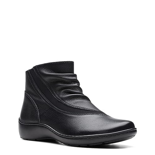 Image of Clarks Women's Cora Derby Ankle Boot, Black Leather, 6