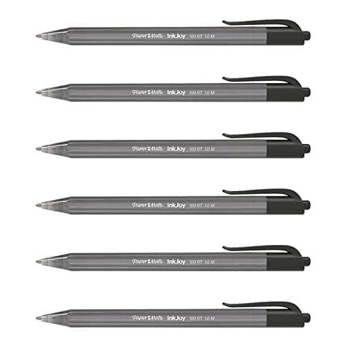 Image of Paper Mate InkJoy 100RT Retractable Ballpoint Pens Pack of 6: Paste Medium Black