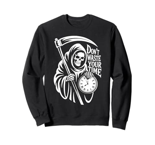 Image of Grim Reaper with Clock Gothic Dark Art Sweatshirt