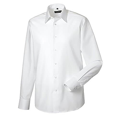 Image of Russell Collection Mens Long Sleeve Easy Care Tailored Oxford Shirt (19inch) (White)